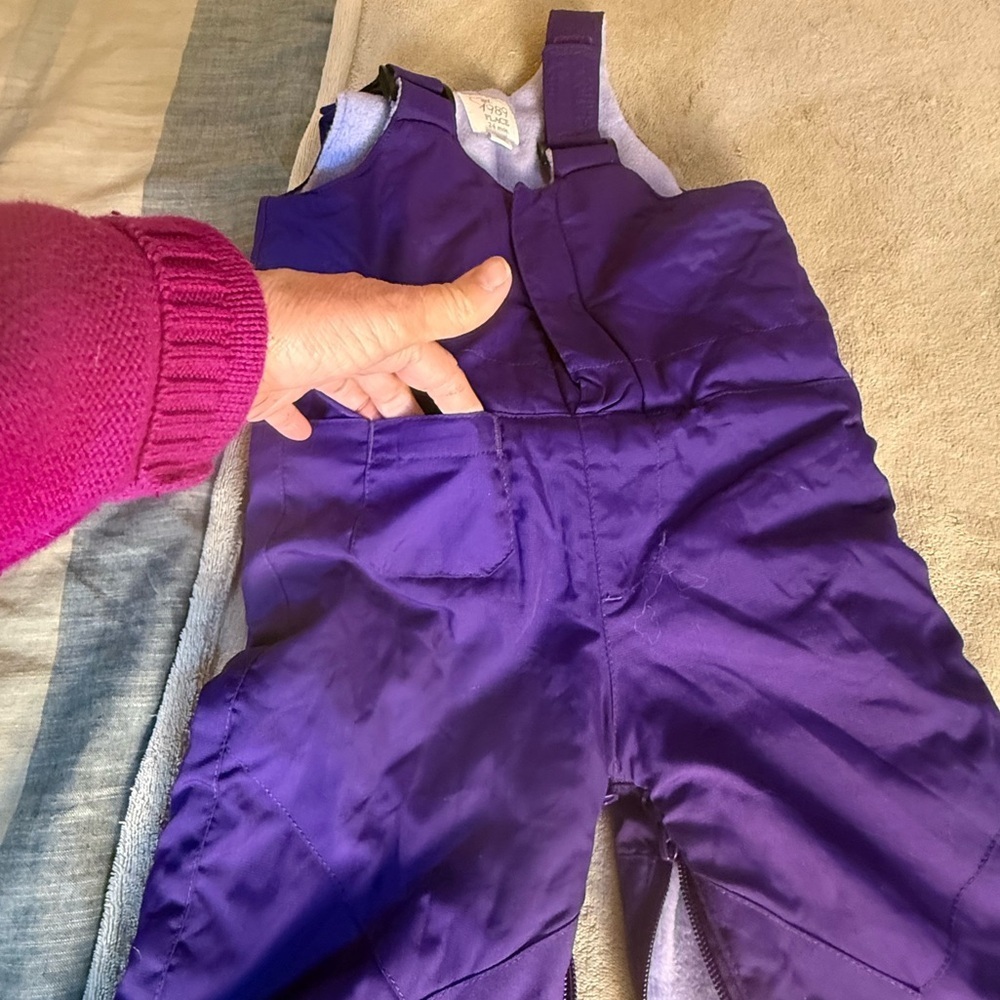 1989 Place Kids Purple Quilted Snow Bib Ski Pants Size 24M - Picture 11 of 11